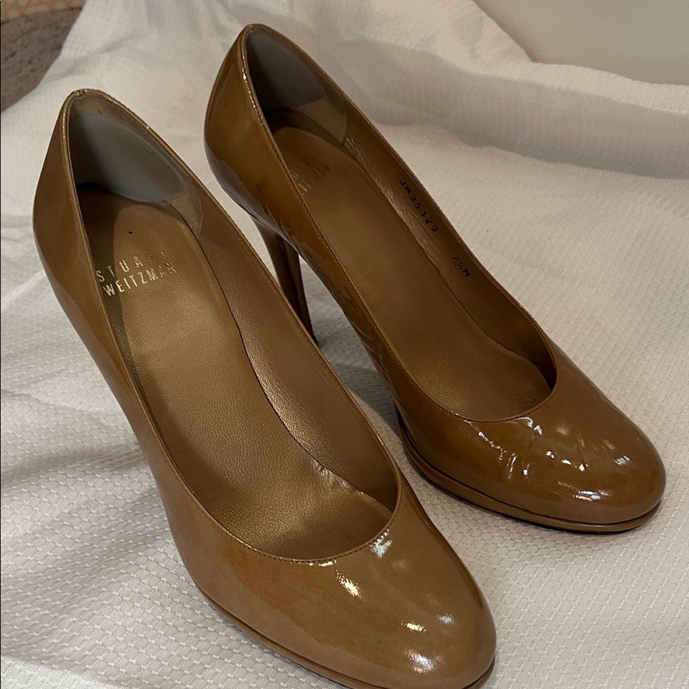 Stuart Weitzman Women's Brown Patent Heels